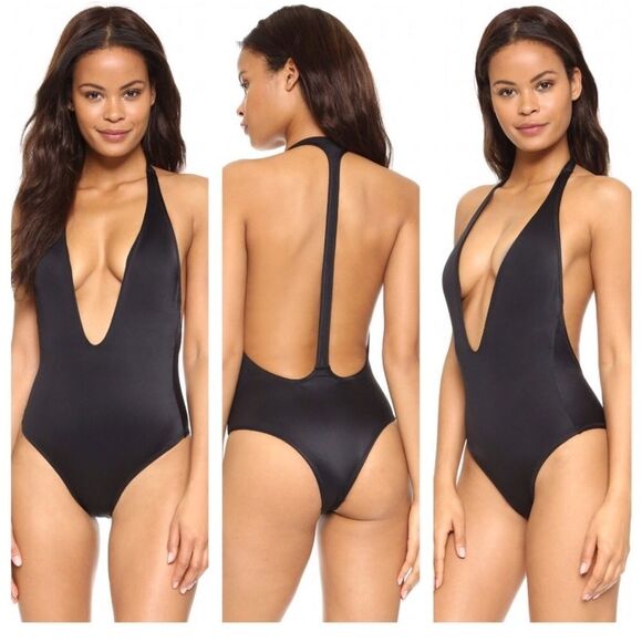 Peixoto Flamingo T Strap Black One-Piece Swimsuit - Picture 1 of 10